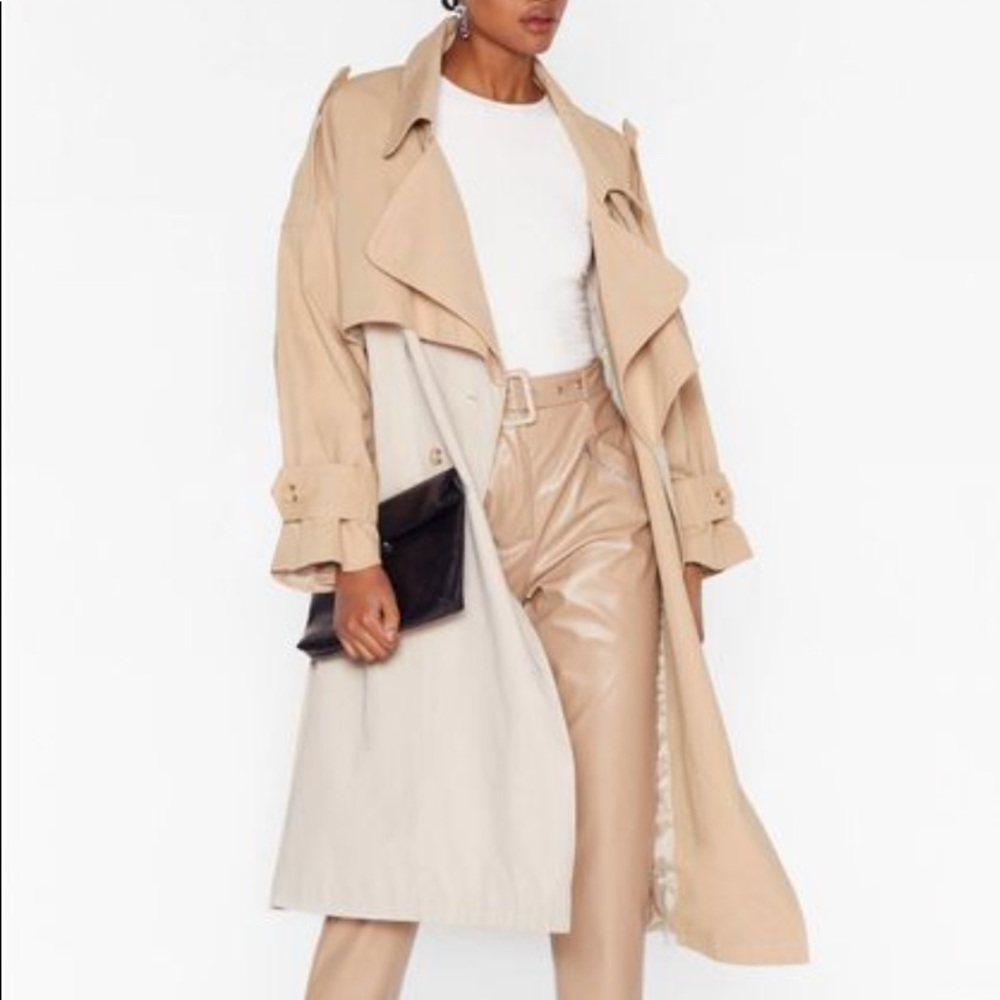 NASTY GAL Two Tone Oversized Belted Trench Coat in US size 6
